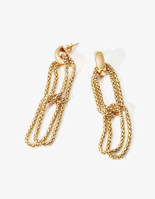 Load image into Gallery viewer, Gold-Plated D-Shaped Drop Earrings
