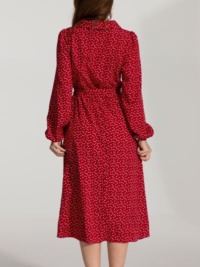 Load image into Gallery viewer, Tied Printed Button Up Balloon Sleeve Dress
