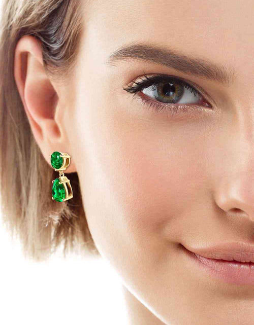 Load image into Gallery viewer, Lab-Grown Emerald Drop Earrings
