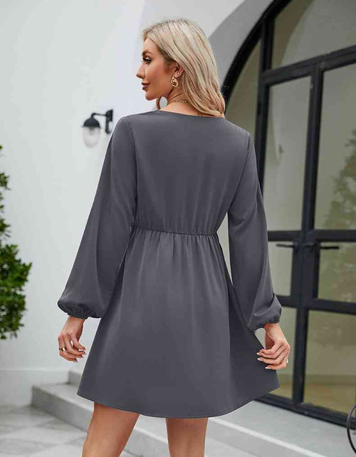 Load image into Gallery viewer, Frill Trim V-Neck Long Sleeve Dress
