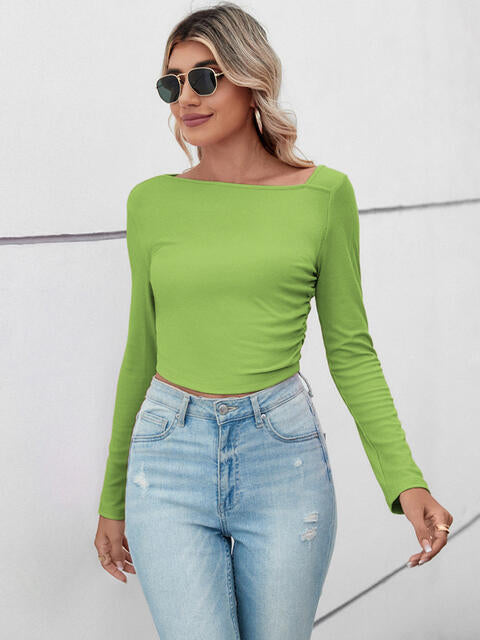 Asymmetrical Neck Long Sleeve T-Shirt