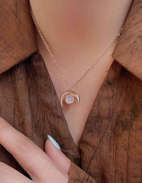 Load image into Gallery viewer, High Quality Natural Moonstone Moon Pendant 925 Sterling Silver Necklace
