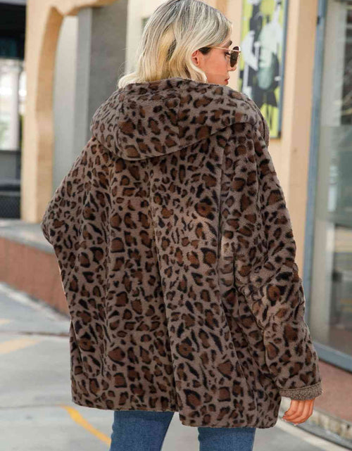 Load image into Gallery viewer, Leopard Hooded Coat with Pockets
