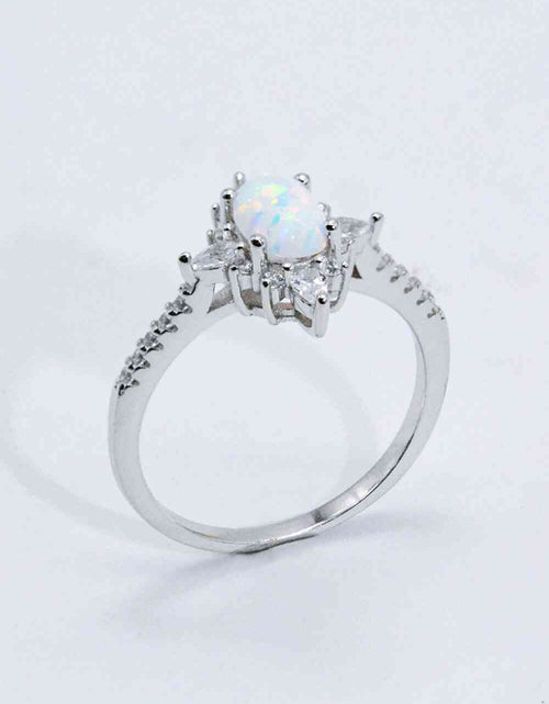 Load image into Gallery viewer, Platinum-Plated Opal and Zircon Ring
