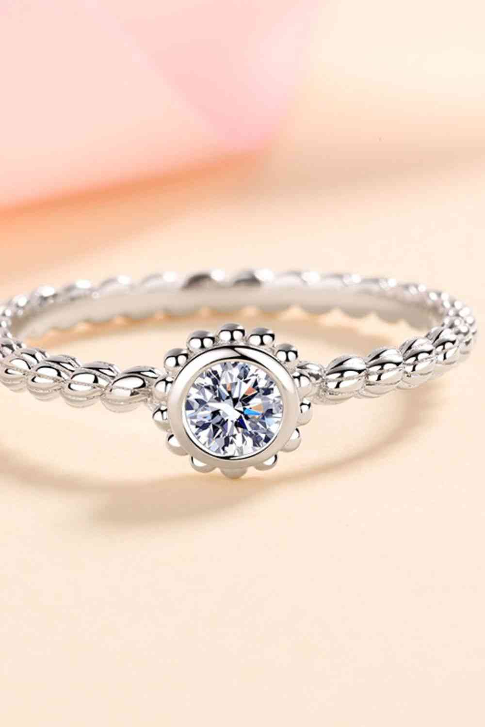 Moissanite Rhodium-Plated Ring