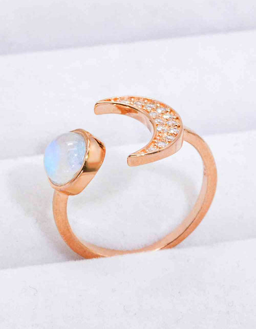 Load image into Gallery viewer, Natural Moonstone and Zircon Sun &amp; Moon Open Ring
