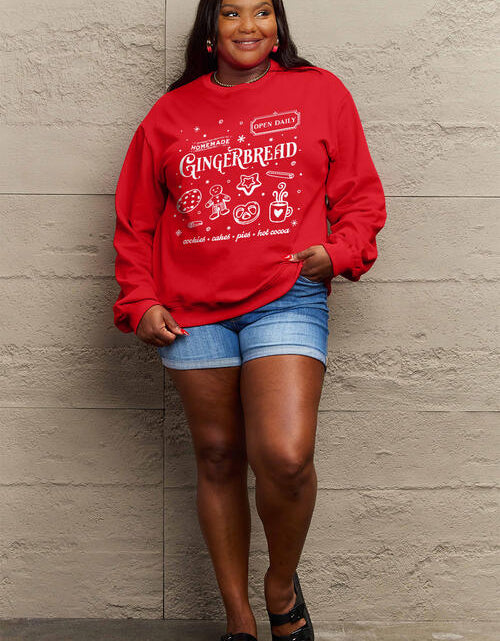 Load image into Gallery viewer, Simply Love Full Size GINGERBREAD Long Sleeve Sweatshirt
