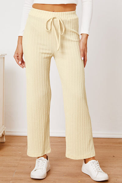 Load image into Gallery viewer, Textured Elastic Waist Straight Pants
