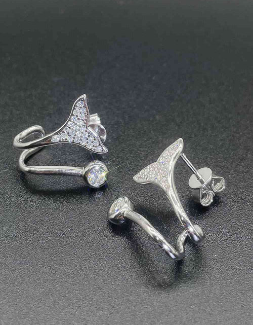 Load image into Gallery viewer, Moissanite Fishtail Rhodium-Plated Earrings
