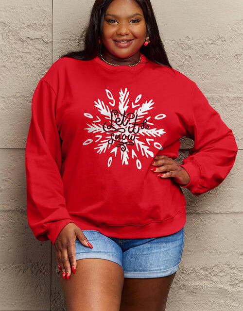 Load image into Gallery viewer, Simply Love Full Size LET IT SNOW Long Sleeve Sweatshirt
