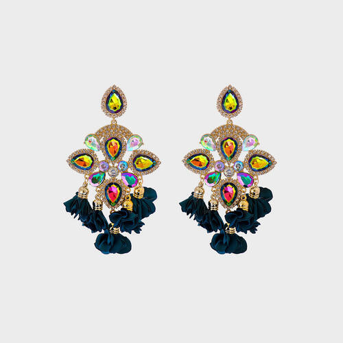 Load image into Gallery viewer, Flower Shape Rhinestone Alloy Dangle Earrings
