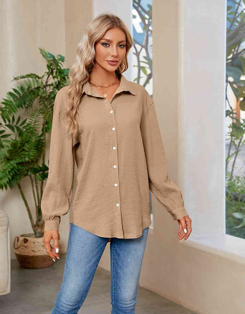 Load image into Gallery viewer, Collared Neck Buttoned Long Sleeve Shirt
