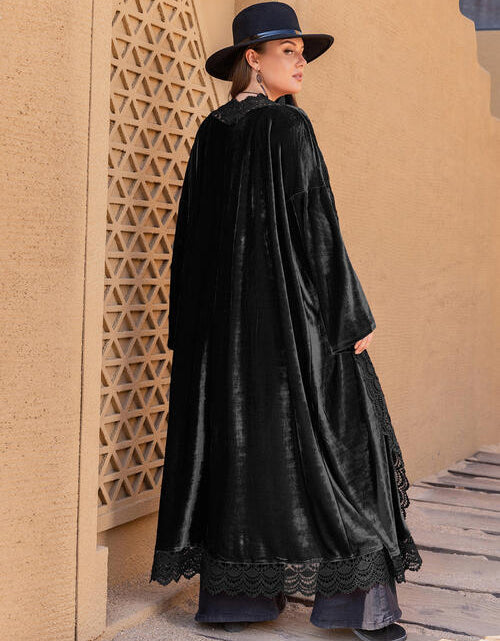 Load image into Gallery viewer, Plus Size Lace Detail Long Sleeve Cardigan
