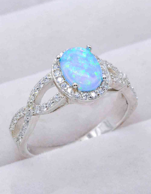 Load image into Gallery viewer, 925 Sterling Silver Opal Halo Ring
