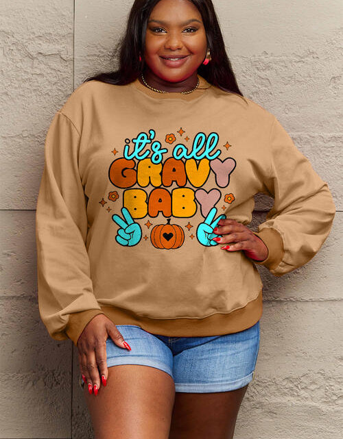 Load image into Gallery viewer, Simply Love Full Size IT&#39;S ALL GRAVY BABY Long Sleeve Sweatshirt
