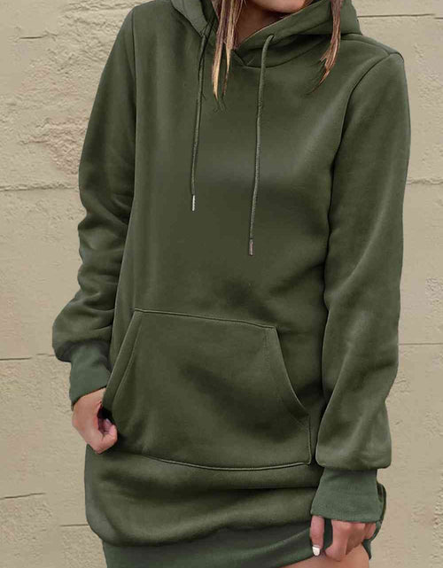 Load image into Gallery viewer, Drawstring Long Sleeve Hooded Mini Dress
