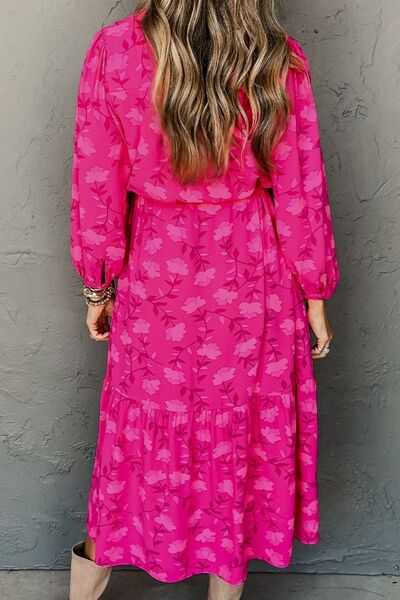 Ruched Printed Long Sleeve Dress