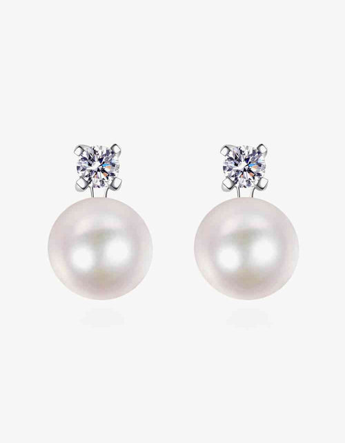 Load image into Gallery viewer, Moissanite Pearl Stud Earrings
