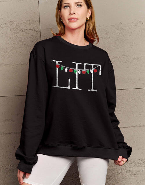 Load image into Gallery viewer, Simply Love Full Size LIT Long Sleeve Sweatshirt
