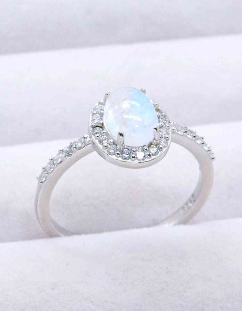 Load image into Gallery viewer, 925 Sterling Silver Natural Moonstone Halo Ring
