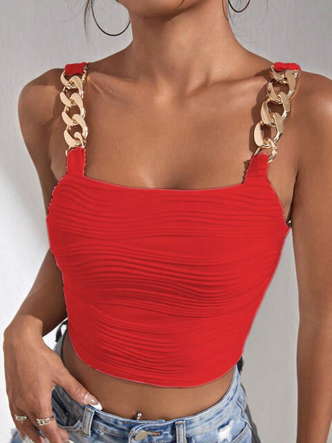 Load image into Gallery viewer, Chain Detail Square Neck Tank
