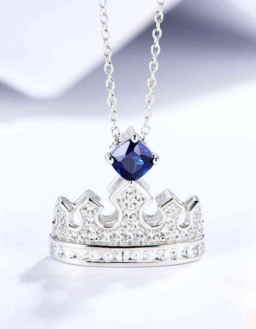 Load image into Gallery viewer, Zircon Lab-Grown Sapphire Crown Shape Pendant Necklace
