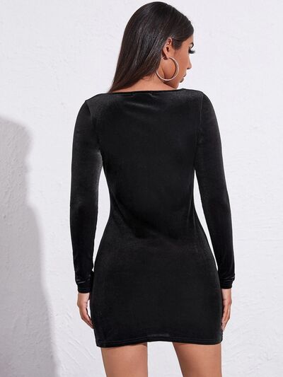 Load image into Gallery viewer, Square Neck Slit Mini Wrap Dress
