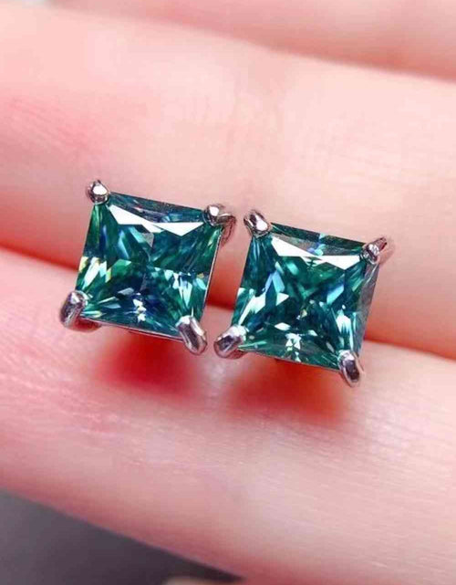 Load image into Gallery viewer, 2 Carat Square Moissanite Four-Prong Earrings
