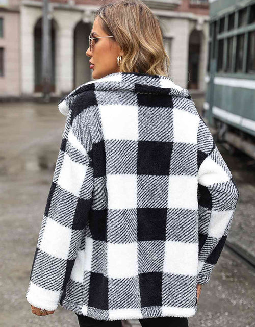 Load image into Gallery viewer, Plaid Collared Neck Button Down Jacket
