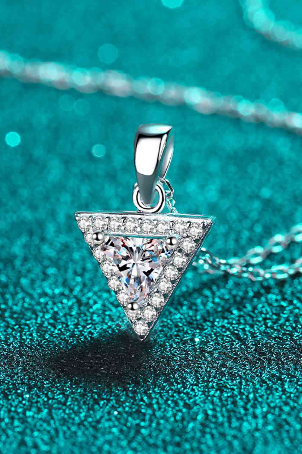 925 Sterling Silver Triangle Moissanite Pendant Necklace