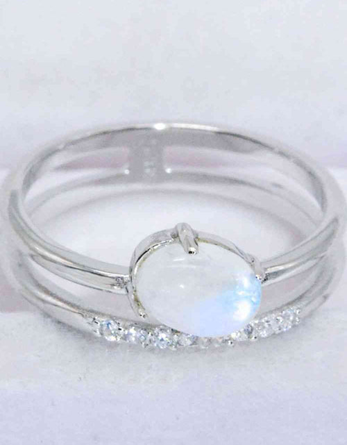 Load image into Gallery viewer, Natural Moonstone and Zircon Double-Layered Ring
