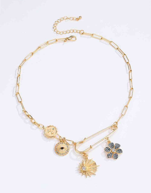 Load image into Gallery viewer, 5-Piece Wholesale Rhinestone Flower Paperclip Chain Necklace
