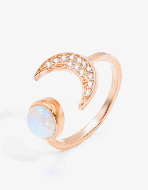 Load image into Gallery viewer, Natural Moonstone and Zircon Sun &amp; Moon Open Ring
