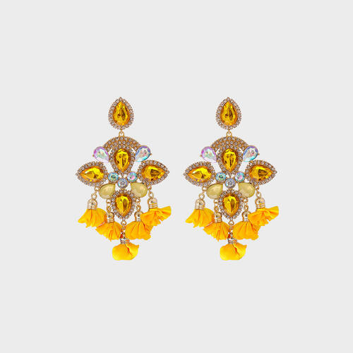 Load image into Gallery viewer, Flower Shape Rhinestone Alloy Dangle Earrings
