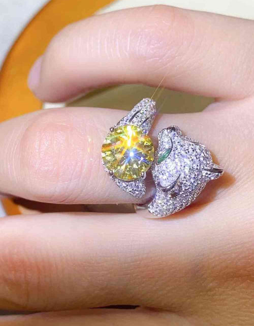 Load image into Gallery viewer, 2 Carat Yellow Moissanite Animal Bypass Ring
