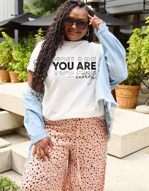 Load image into Gallery viewer, Simply Love Full Size YOU ARE ENOUGH Short Sleeve T-Shirt
