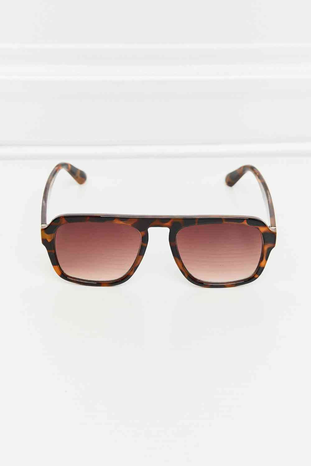 Tortoiseshell Square Polycarbonate Frame Sunglasses