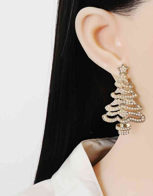 Load image into Gallery viewer, Rhinestone Alloy Christmas Tree Earrings
