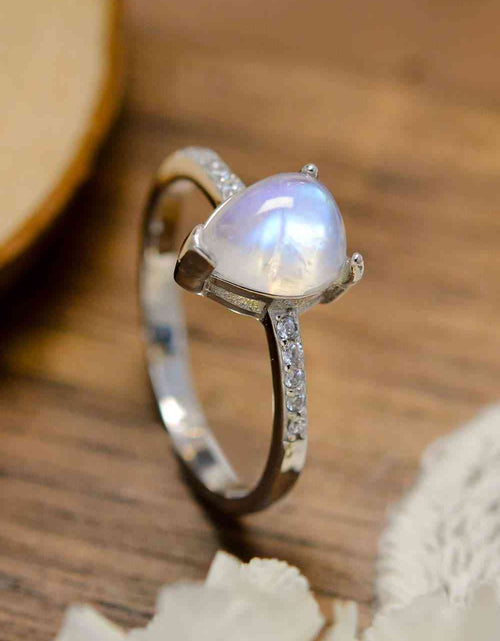 Load image into Gallery viewer, High Quality Natural Moonstone Teardrop Side Stone Ring
