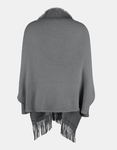 Load image into Gallery viewer, Fringe Open Front Long Sleeve Poncho
