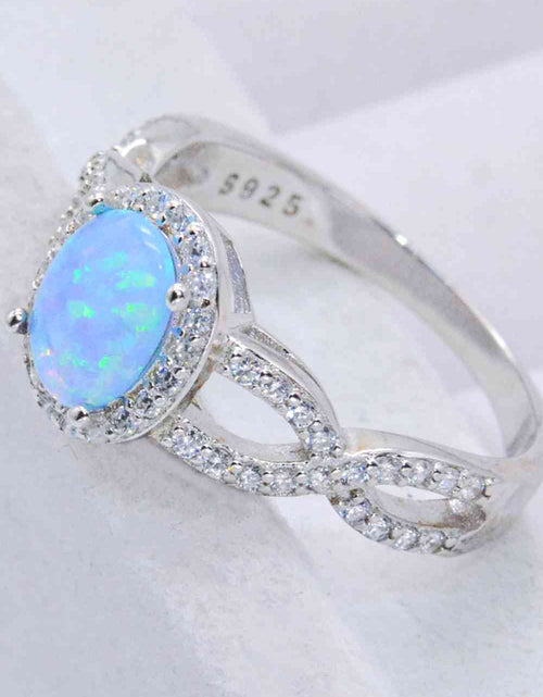 Load image into Gallery viewer, 925 Sterling Silver Opal Halo Ring
