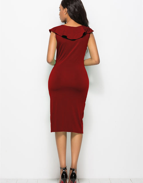 Load image into Gallery viewer, Ruched Ruffled Cap Sleeve Dress
