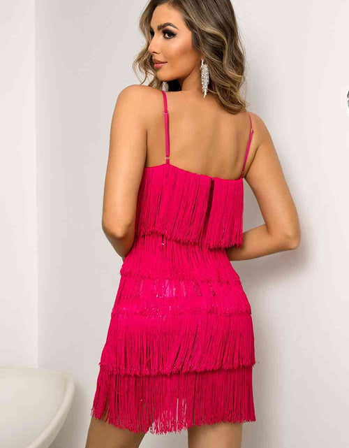 Load image into Gallery viewer, Spaghetti Strap Fringe Mini Dress
