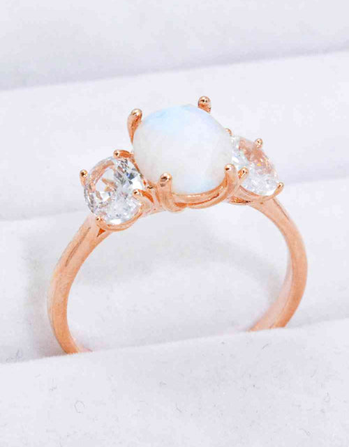 Load image into Gallery viewer, Natural Moonstone and Zircon Ring
