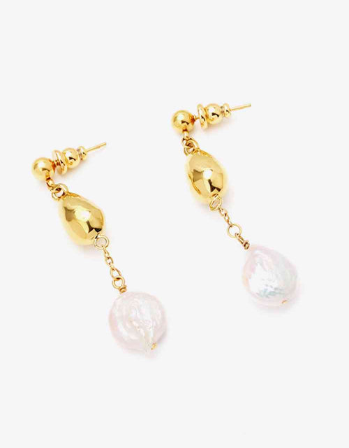 Load image into Gallery viewer, 18K Gold-Plated Two-Tone Pearl Drop Earrings
