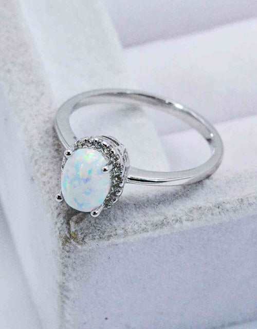 Load image into Gallery viewer, 925 Sterling Silver 4-Prong Opal Ring
