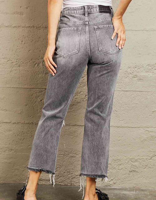 Load image into Gallery viewer, BAYEAS Stone Wash Distressed Cropped Straight Jeans
