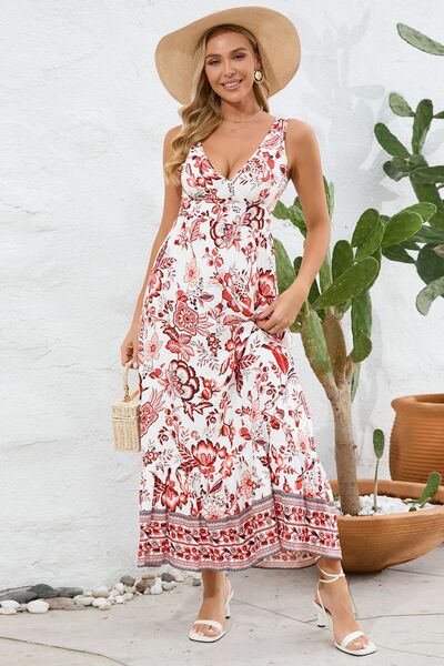 Load image into Gallery viewer, Printed V-Neck Wide Strap Dress
