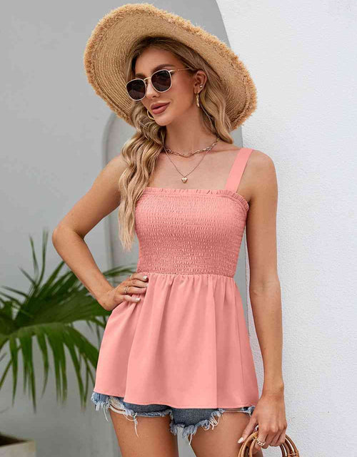 Load image into Gallery viewer, Smocked Square Neck Babydoll Tank
