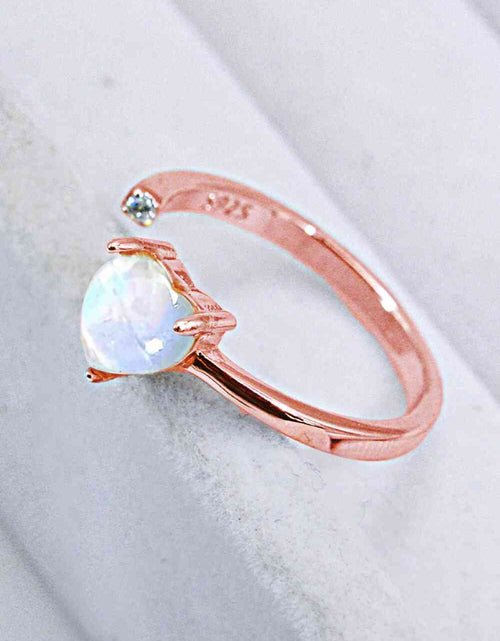 Load image into Gallery viewer, Inlaid Moonstone Heart Adjustable Open Ring
